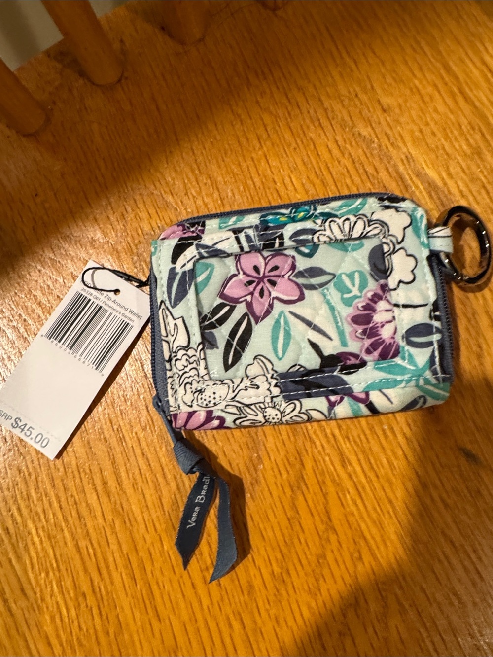 Vera Bradley Floral Quilted Card Holder in Teal, Purple, Navy